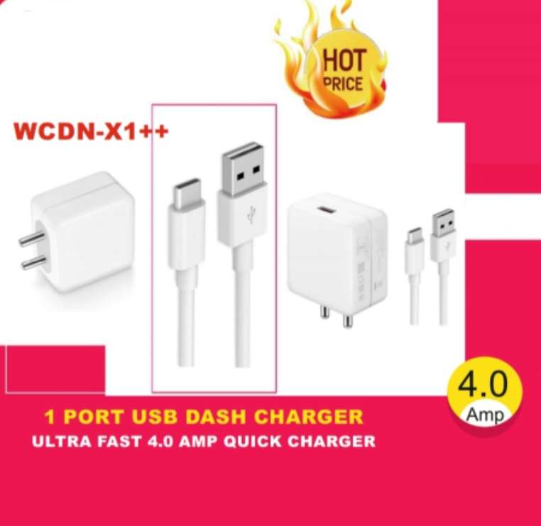 WCDN-X1++ : 4AMPR Dash Charger+Data 
cable Type C